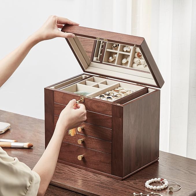 Black Walnut Wooden Jewelry Box, Wood Jewelry Organizer - Image 6