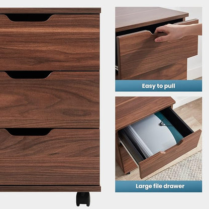 Farini Mobile File Cabinet for Home Office, 3 Drawer Chest Wood, Drawers Unit - Image 4