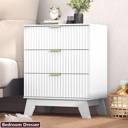 Fluted Dresser for Bedroom, 3 Drawer Dresser for Closet, Storage Cabinet and - Image 4