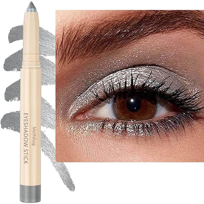 Silver Grey Cream Glitter Shimmer Eyeshadow Pencil, Waterproof Long Lasting Eye by Metfdlaig