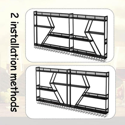 63in Large Wall Mounted Wine Rack 4 Tier Metal Wine Bottle Holder Modern - Image 5