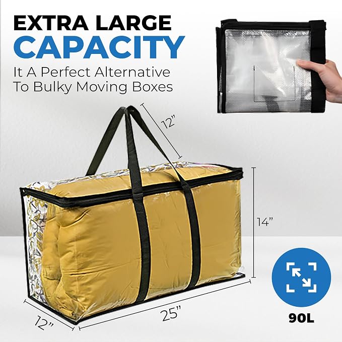 4 Pack Clear Large Moving Bags, Heavy Duty Storage Bags, College Totes - Image 2
