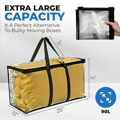 4 Pack Clear Large Moving Bags, Heavy Duty Storage Bags, College Totes - Image 2