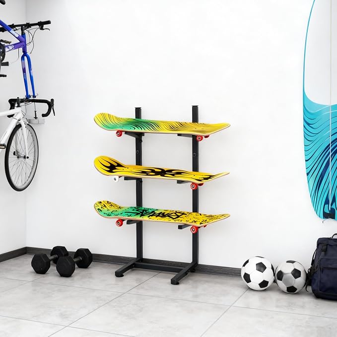 Skateboard Rack, 3-Layer Skateboard Stand, Snowboard Wall Mount, Skateboard - Image 6