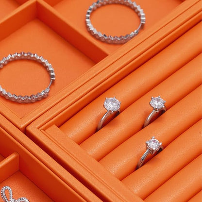 Oirlv Luxury Orange Leather Jewelry Tray Stackable Flat Jewelry Drawer - Image 9