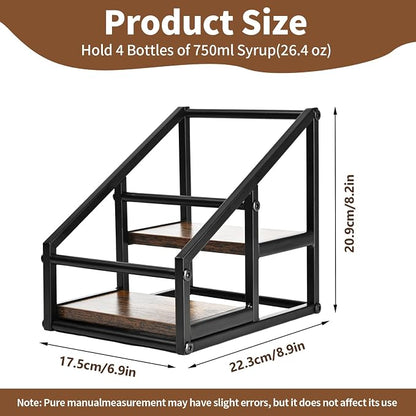 Coffee Syrup Rack Organizer, Liquor Bottle Display Shelf, 2-Tier 4 Bottle Stand - Image 3