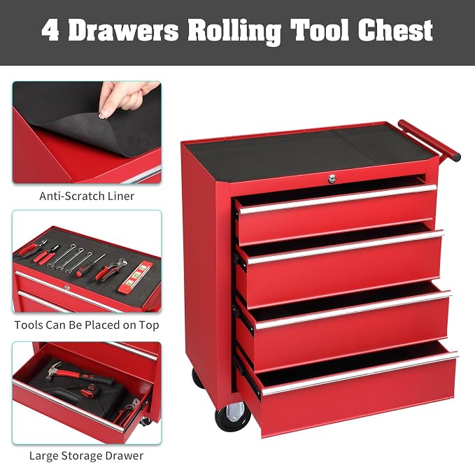 Metal Rolling Tool Box Organizer | Lockable Tool Chest - Image 5