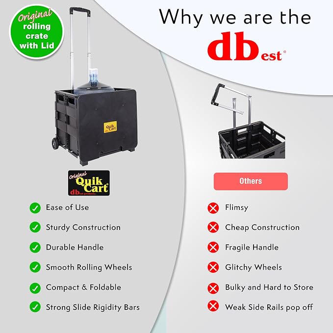 dbest products Quik Cart Collapsible Rolling Crate on Wheels - Image 5
