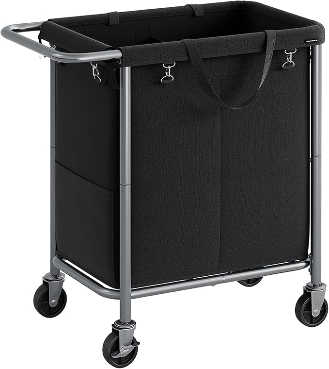 SONGMICS Laundry Basket with Wheels, 2-Section Rolling Laundry Hamper, 37 by SONGMICSbySONGMICSHOME
