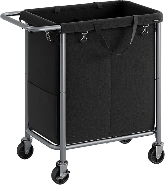 SONGMICS Laundry Basket with Wheels, 2-Section Rolling Laundry Hamper, 37 by SONGMICSbySONGMICSHOME