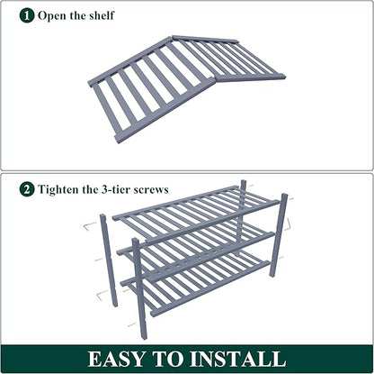 Smiry Bamboo Shoe Rack for Closet, 3 Tier Wooden Stackable Shoe Organizer - Image 6