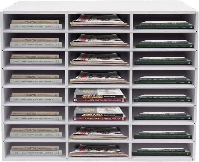 24 Compartments Literature Organizer, Desktop File Sorter Mail Center Paper by pijopang