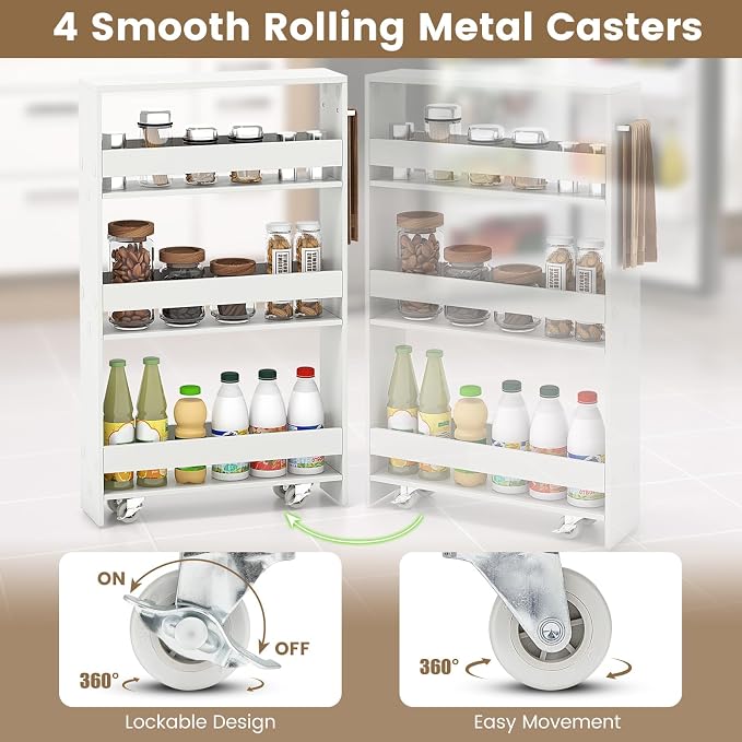 Slim Storage Cart, 4 Tier Narrow Storage Cabinet Between Washer and Dryer - Image 7