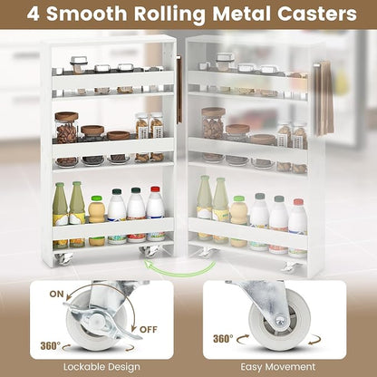 MAT EXPERT Slim Rolling Storage Cart, 4-Tier Freestanding Slim Storage Cart - Image 5