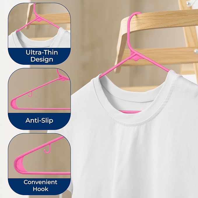 SereneLife 50 Pack Plastic Hangers, Space-Saving Closet Organizers, Durable and - Image 5
