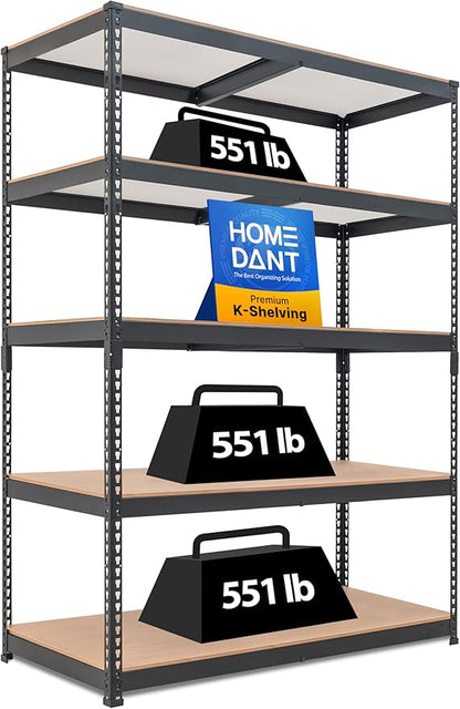 HOMEDANT 5 Tier Storage Shelves Adjustable Laminated Boltless Garage Metal by TheBestOrganizingSolution