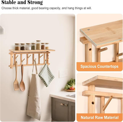 Coat Rack Wall-Mounted with Shelf Coat Hooks Wall Mount with Shelf Entryway - Image 8