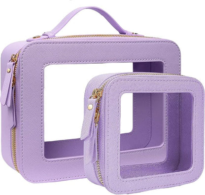 Travel Clear Makeup Bag Set, TSA Approved Cosmetic Bag Case by FFpaw