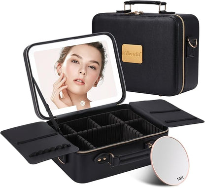 Mocado Travel Makeup Bag with LED Lighted Mirror, Makeup Case with 3 Color by Mocado