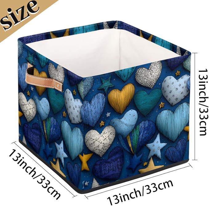 TropicalLife 13x13x13 Inch Large Fabric Storage Cube Vintage Valentine's Day - Image 4