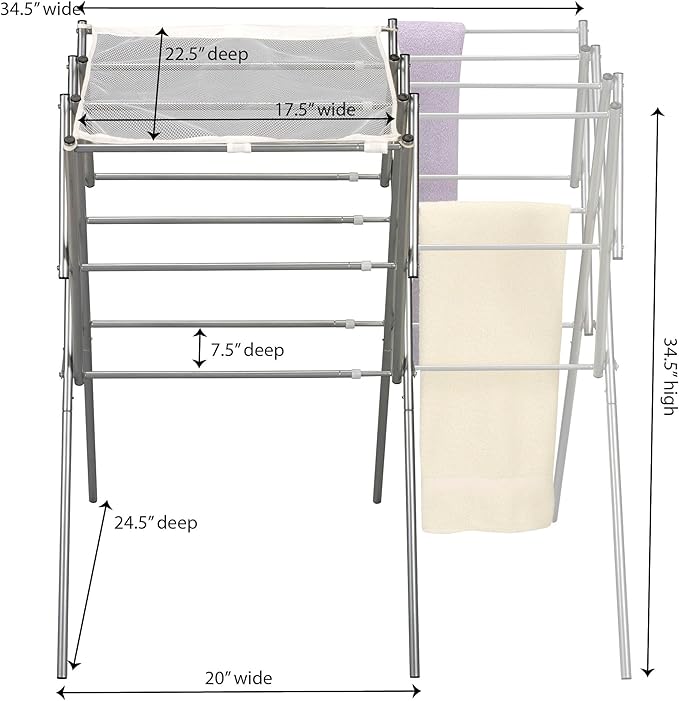 Household Essentials 5175 Collapsible Expandable Metal Clothes Drying Rack - Image 5