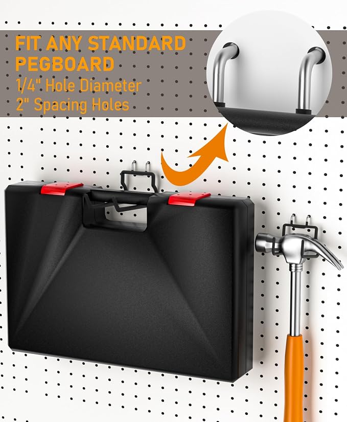 INCLY 36 Pack Heavy Duty Pegboard Hooks, 1/4" Pegboard Drill Holder Tool - Image 4