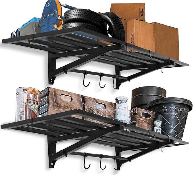 2-Pack 1X4 FT Garage Shelving Wall Mounted Holds Up to 800 Lbs Heavy Duty Wall by LEEKIMID