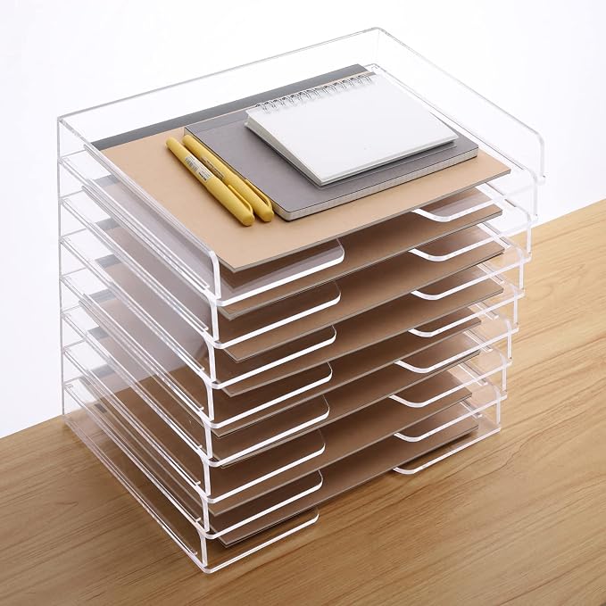 SANRUI Stackable Paper Tray, Acrylic File Organizer, Paper Tray Organizer - Image 3