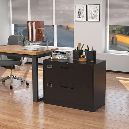 Lateral File Cabinet with Lock, 2 Drawer Large Metal Filing Cabinet, Home - Image 8