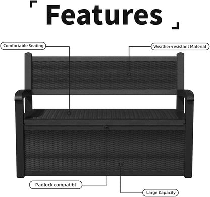 EasyUp 80 Gallon Outdoor Storage Bench Lockable Deck Box Outdoor Storage Box - Image 8