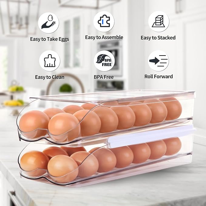 Egg Holder for Fridge, Automatic Rolling Egg Container for Refrigerator - Image 6