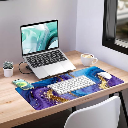 Blue and Gold Stripes Gaming Mouse Pad 35.4"x15.7"Desk Mat Anti-Slip Rubber - Image 7