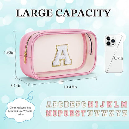 YOOLIFE Initial Birthday Gifts for Girls Kids Clear Makeup Bag Preppy Cosmetic - Image 5