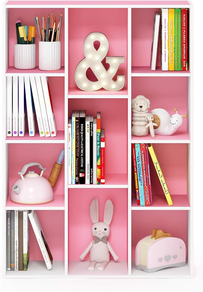 Furinno LUDER Book Shelf, 11-Cube Bookshelf, Reversible Bookcase, 9.4 x 29.1 x - Image 4