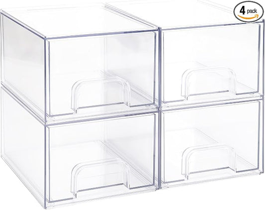 Sea Team 4-Pack Clear Makeup Organizer by SeaTeam