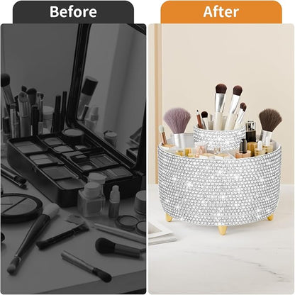 Bling 360° Rotate Makeup Brush Holder Organizer, Makeup Organizers Countertop - Image 6