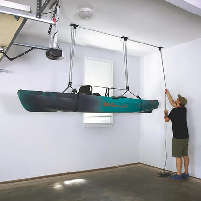 Teal Triangle Heavy Duty Elite Kayak Hoist, Easy-Lift Garage Pulley System - Image 6