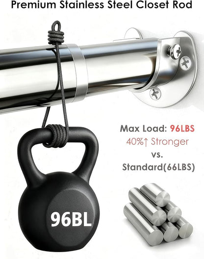 FIRJOY Premium Stainless Steel Closet Rod 1.0mm/1.3", Heavy Duty Adjustable - Image 2