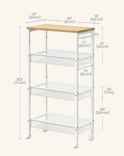 VASAGLE Slim Rolling Cart, 4-Tier Storage Cart, Narrow Cart - Image 6
