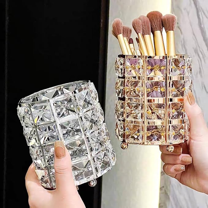 Golden Crystal Makeup Brushes Holder Organizer - Image 9