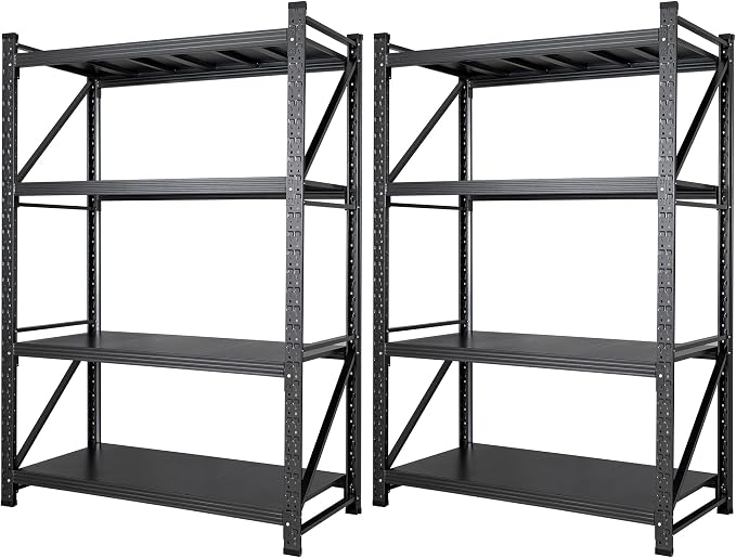 Set of 2 Storage Shelves, 48” Wide Heavy Duty Garage Shelving Units, 4 Tiers by AFAIF