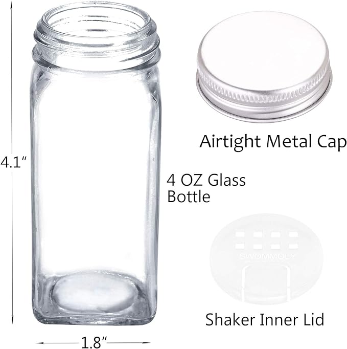 SWOMMOLY 30 Glass Spice Jars 4oz/Square Spice Bottles - Image 5