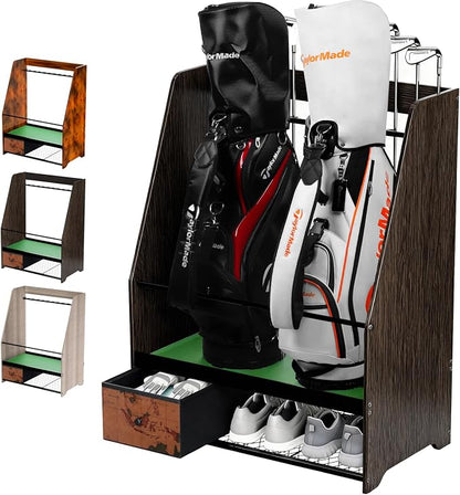 Golf Bag Organizer Rack – Large Wooden Golf Storage by Ponsonbay