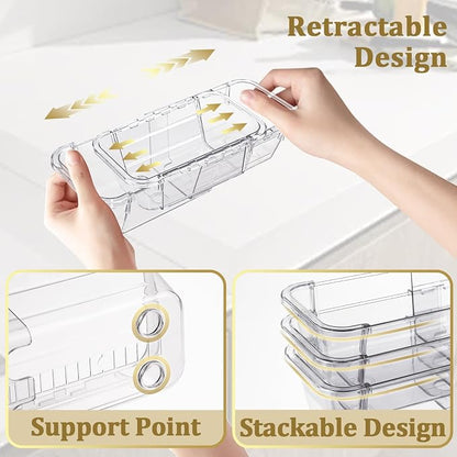 20 Pcs Adjustable Clear Drawer Organizer, Extendable Vanity Storage Bins - Image 4