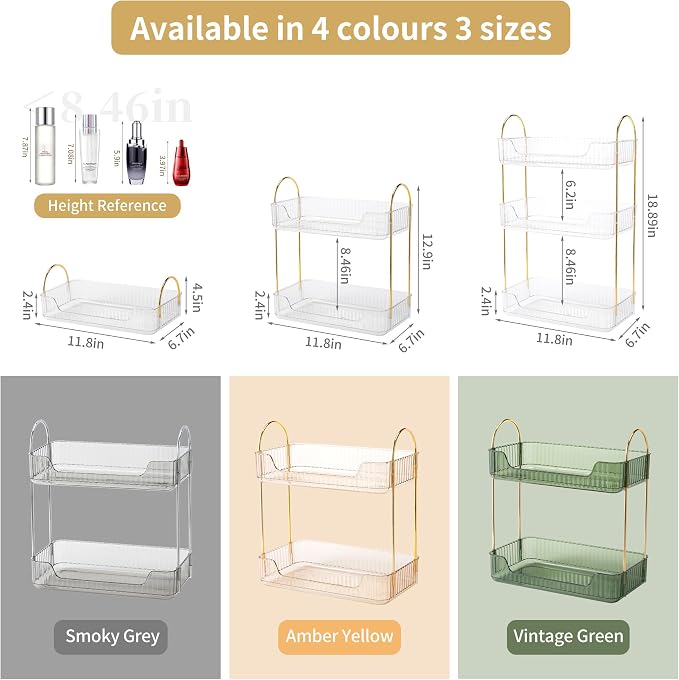 YCIA&DONE Bathroom Organizer Countertop, Makeup Storage, Skincare Cosmetic Tray - Image 5