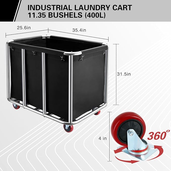 Commercial Laundry Cart with Wheels, 400L Large Industrial Laundry Cart - Image 3