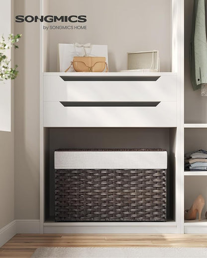SONGMICS Storage Basket with Lid, Woven Blanket Storage Bin with Handles - Image 2