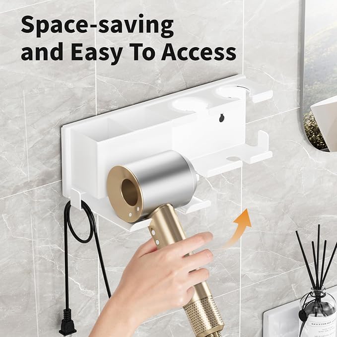 Hair Dryer Holder, Hair Tool Organizer, Blow Dryer Hanger Wall Mount - Image 5