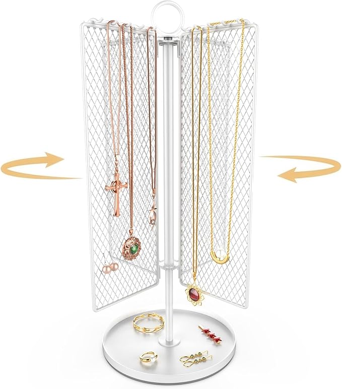Rotating Necklace Holder Organizer, Necklace Storage Jewelry Stand, Metal by TIPSYTREE