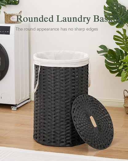 Large Laundry Hamper Laundry Basket Round 34.3 Gal Handwoven Wicker Laundry - Image 2